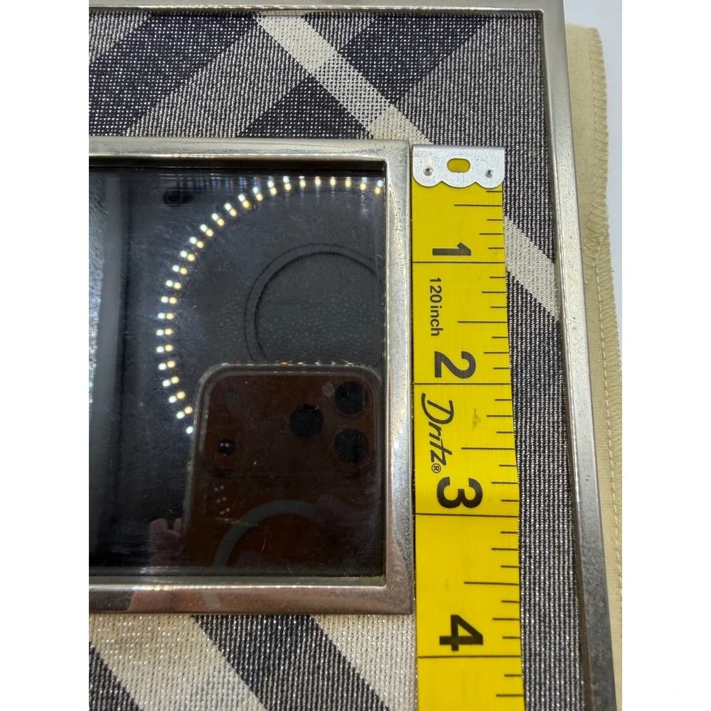Burberry Nova Check Plaid Silver Tone Wood Back Picture Frame‎